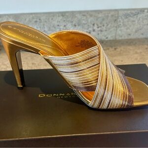 Donna Karan Metallic Gold and Brown Heels